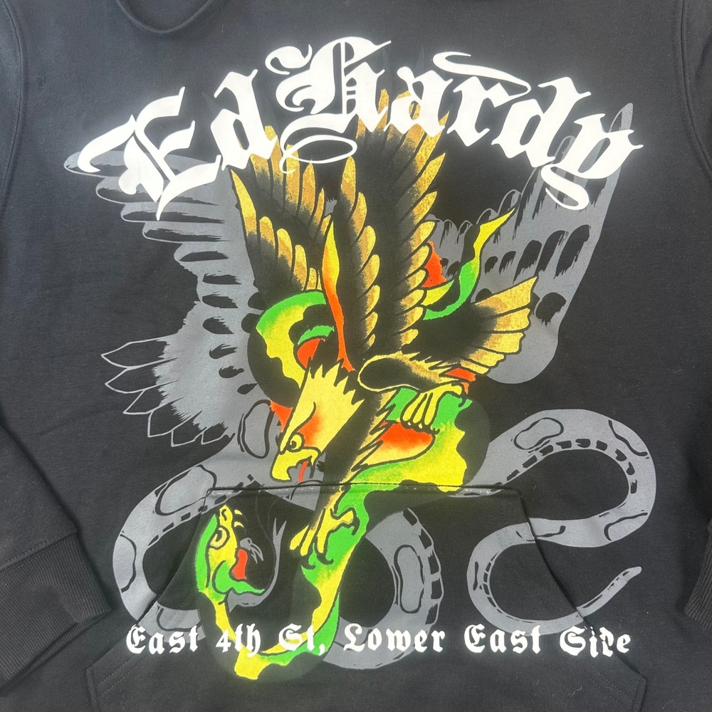 Ed Hardy Hoodie Mens XL Eagle Snake Designer Streetwear Tattoo Art Cyber Y2K NWT - Picture 5 of 8